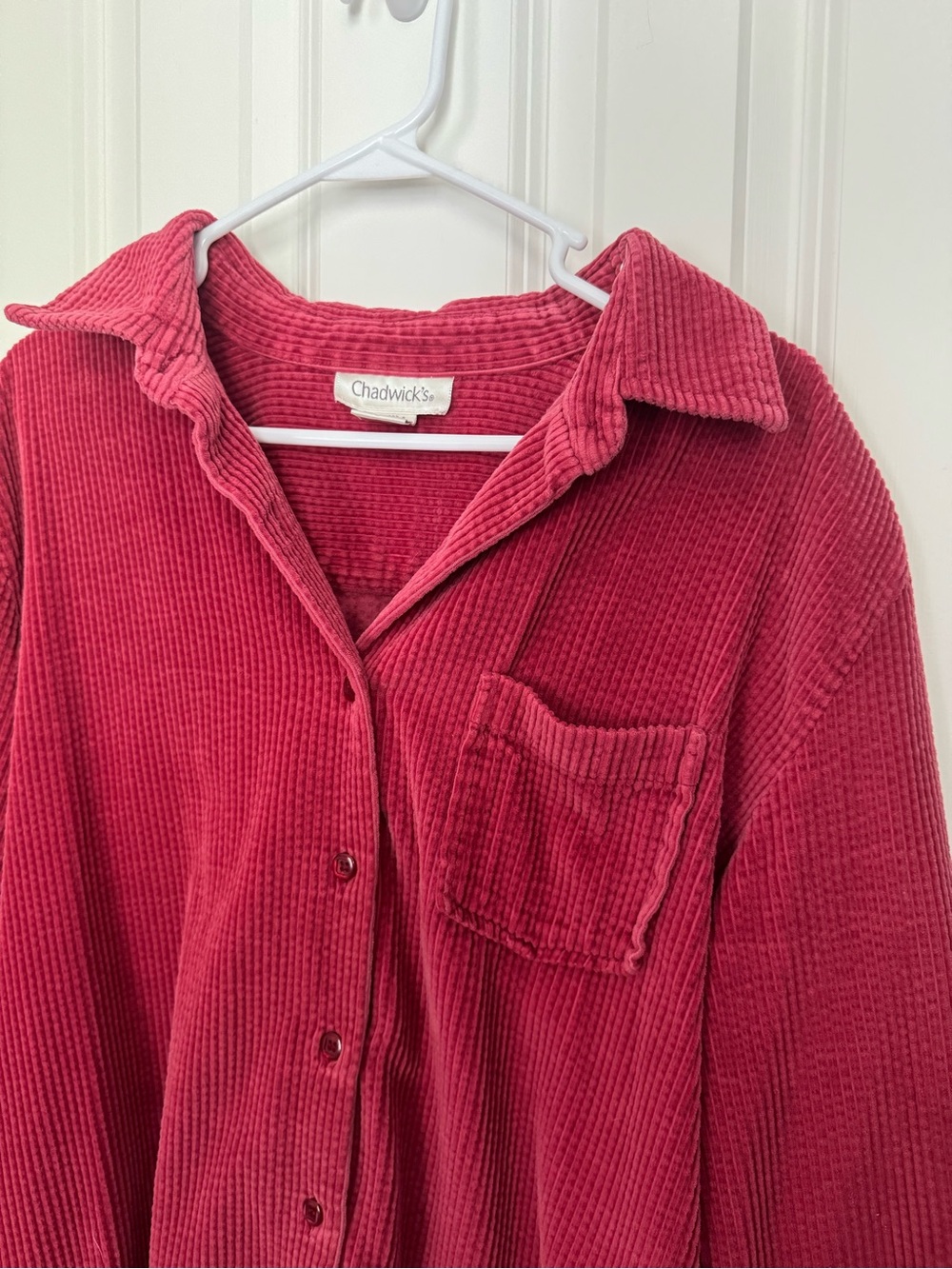 Chadwick's Pink-Red Corduroy Button Shirt